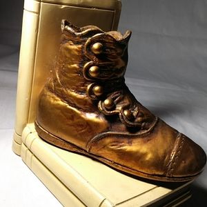 Vintage 1920s Bronzed Baby Button Shoe